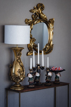 Lampfot med rosor, guldfärgad H61 cm