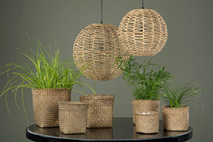Taklampa rund i flätad jute, beige Ø40 cm