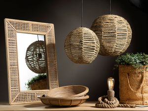 Taklampa rund i flätad jute, beige Ø40 cm