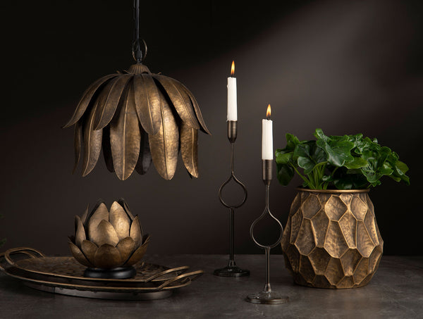Taklampa näckros, mässingsfärgad Ø45 cm