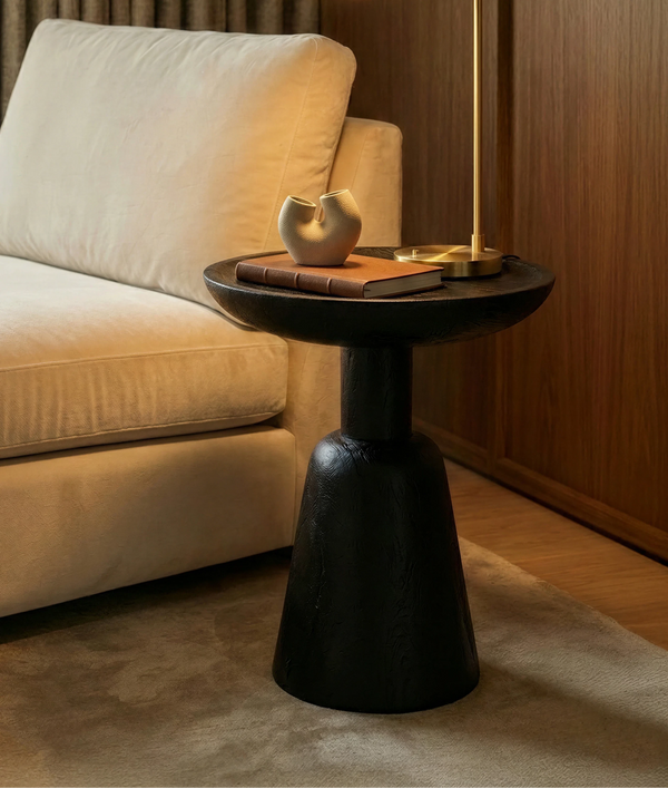 Nysa Wooden Side Table, Svart