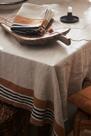 Linna pläd i linne och bomull, beige 130 × 170 cm