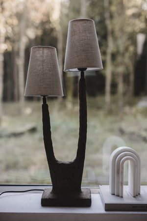 Fungu bordslampa i papier-maché, brun 72 cm