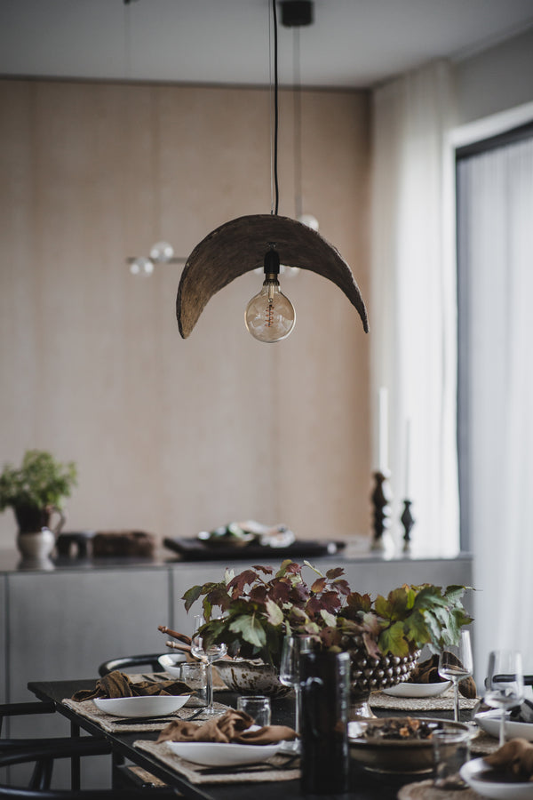Disque taklampa i papier-maché, brun 70 cm