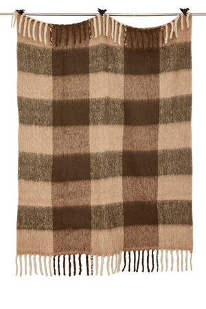 Brown Check Mohair pläd i ullblandning, brun 130 × 170 cm