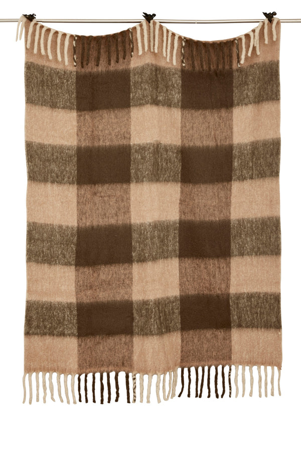 Brown Check Mohair pläd i ullblandning, brun 130 × 170 cm