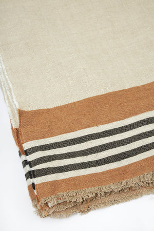 Linna pläd i linne och bomull, beige 130 × 170 cm