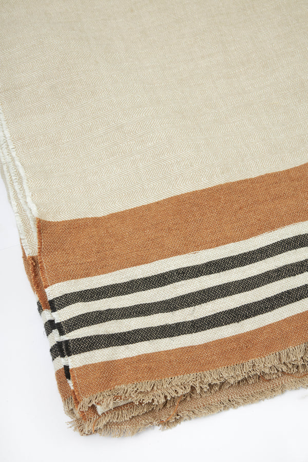 Linna pläd i linne och bomull, beige 130 × 170 cm