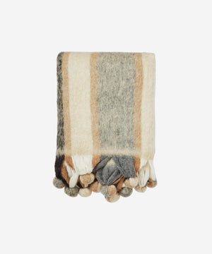 Brown Striped Mohair pläd i ullblandning, brun 130 × 170 cm