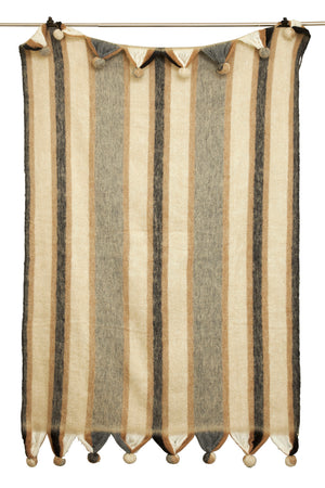 Brown Striped Mohair pläd i ullblandning, brun 130 × 170 cm