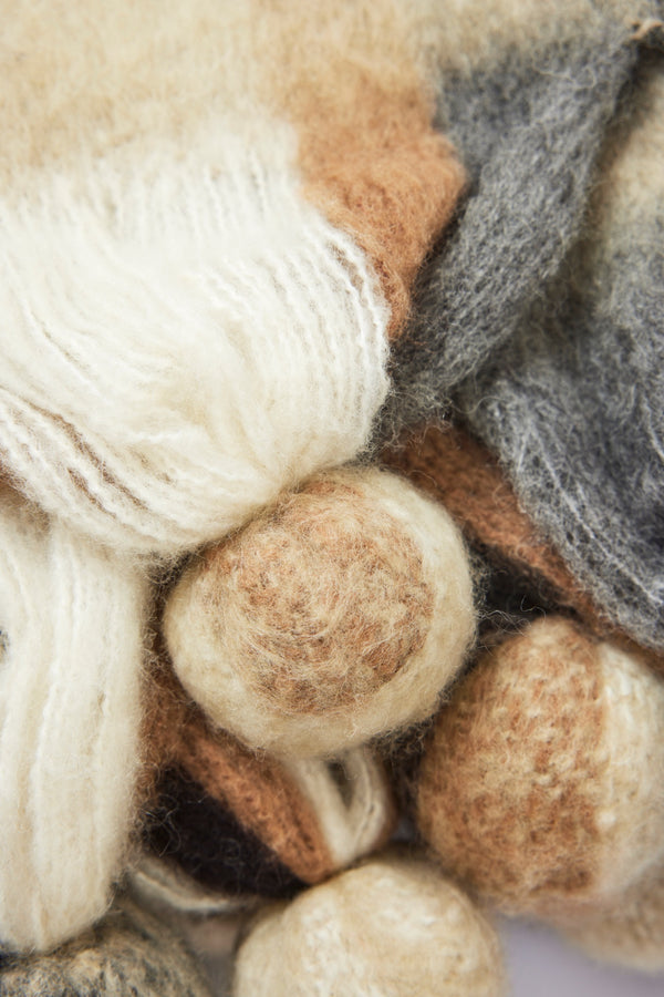 Brown Striped Mohair pläd i ullblandning, brun 130 × 170 cm