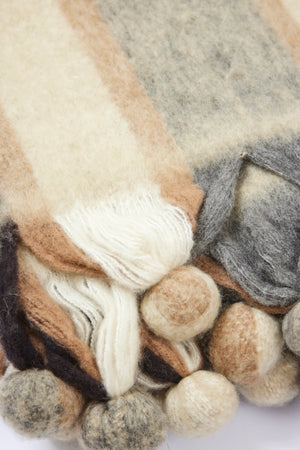 Brown Striped Mohair pläd i ullblandning, brun 130 × 170 cm