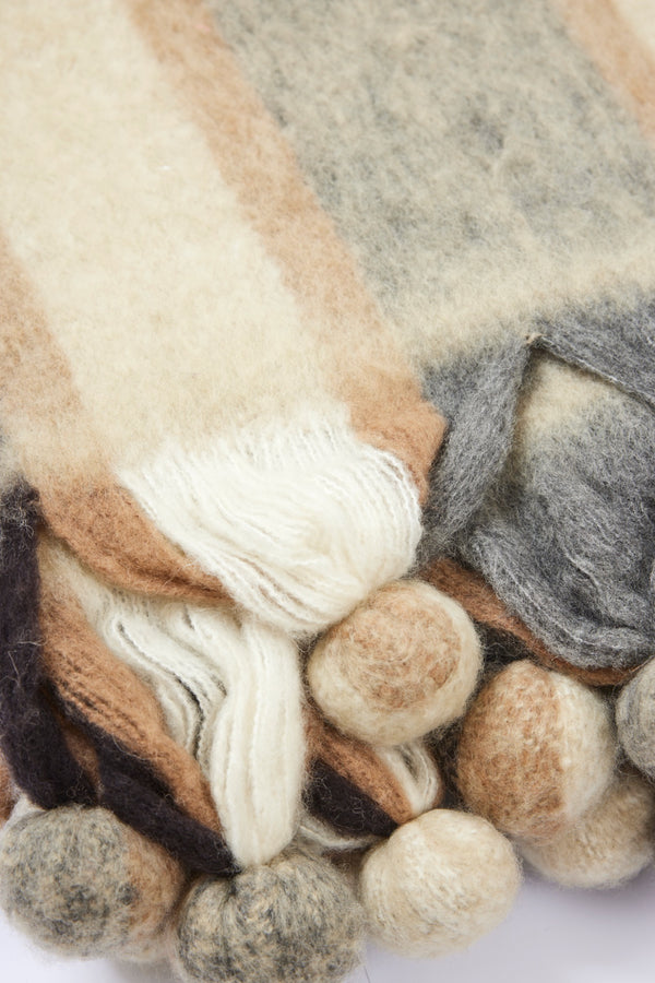 Brown Striped Mohair pläd i ullblandning, brun 130 × 170 cm
