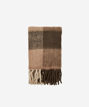Brown Check Mohair pläd i ullblandning, brun 130 × 170 cm