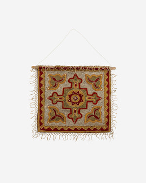 Mughal Väggdekoration i bomull, röd, 75 × 75 cm