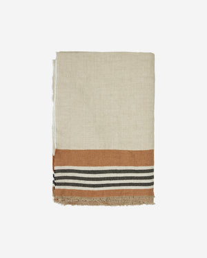 Linna pläd i linne och bomull, beige 130 × 170 cm