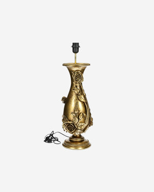 Lampfot med rosor, guldfärgad H61 cm
