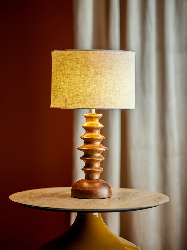 Elinora Bordslampa i mangoträ, brun, 52 cm